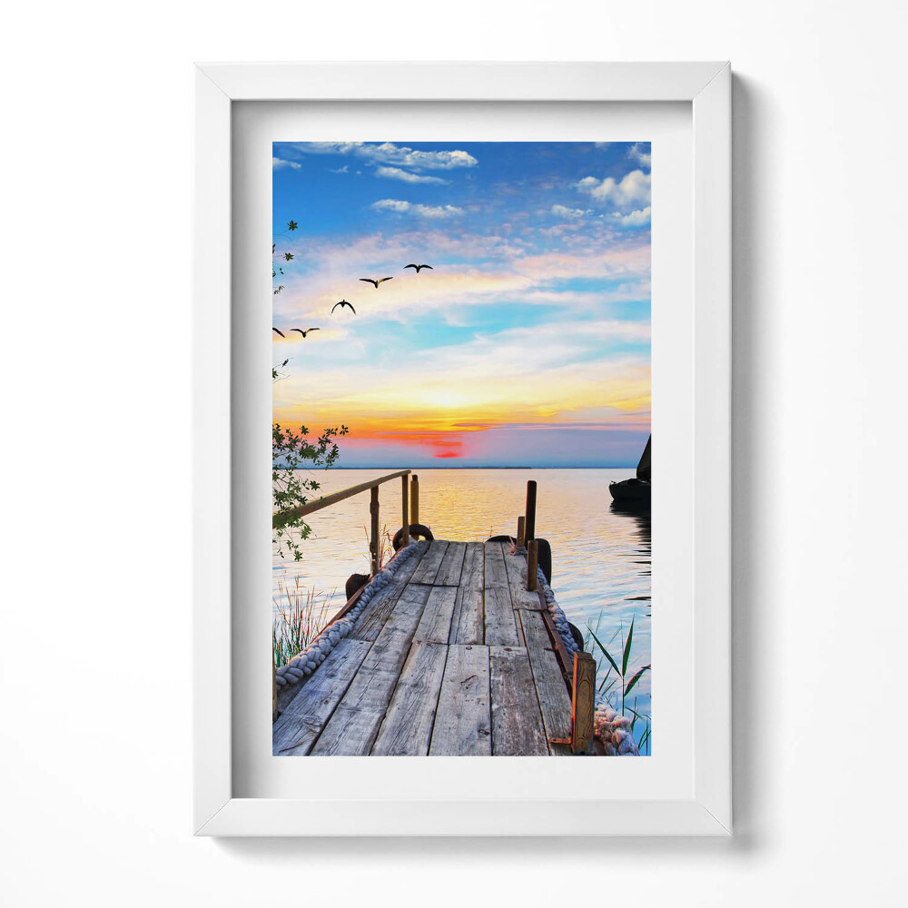 Keretezett kép Tóparti naplemente hídja