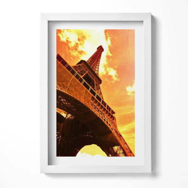 Keretezett kép Eiffel-torony narancssárga háttérrel