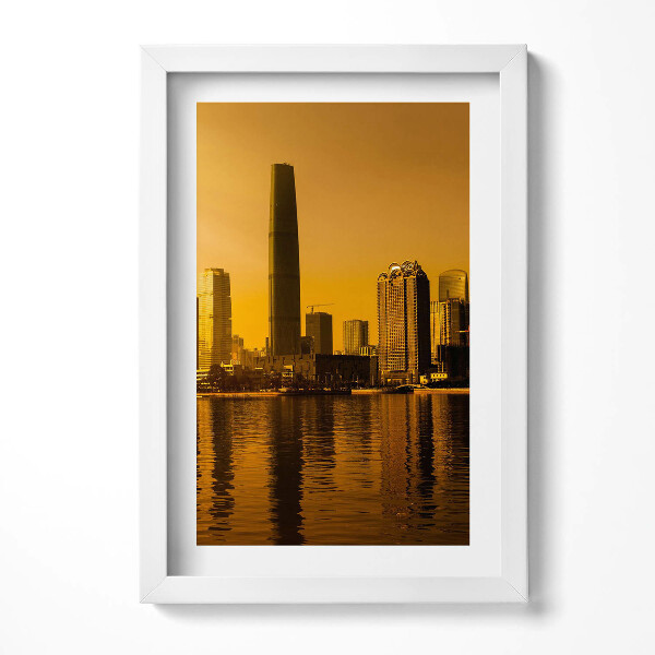 Keretezett kép Modern városkép naplementében