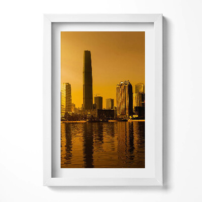 Keretezett kép Modern városkép naplementében