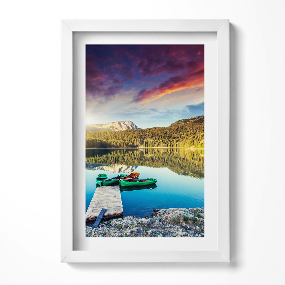 Keretezett kép Tó csónakok naplemente