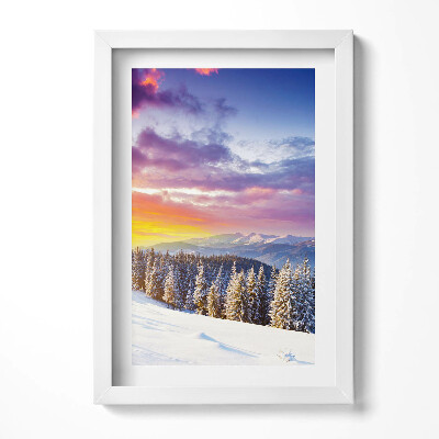 Keretezett kép Téli táj naplementével