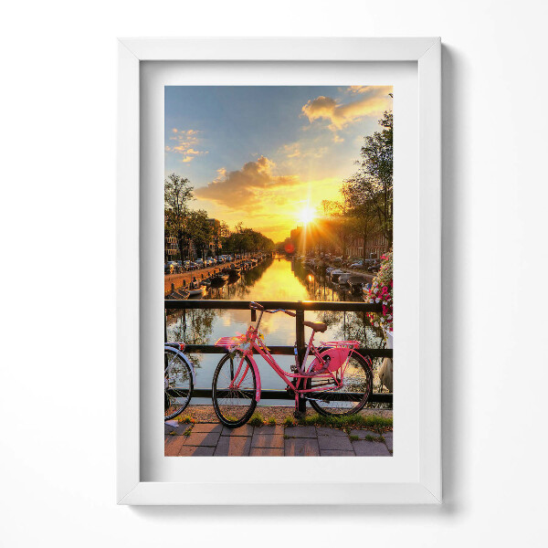 Keretezett kép Naplemente és rózsaszín kerékpár
