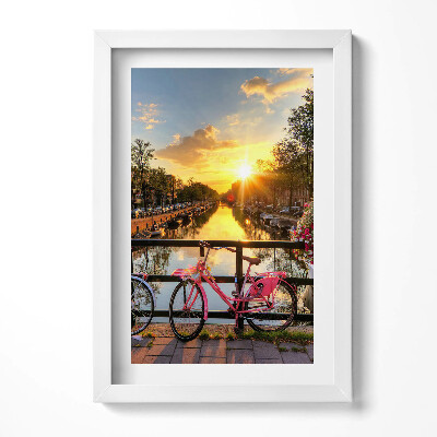 Keretezett kép Naplemente és rózsaszín kerékpár