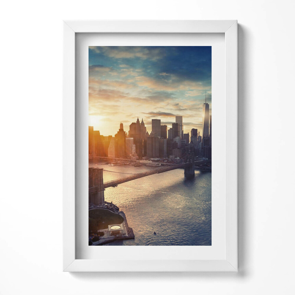 Keretezett kép Naplemente városi tájjal