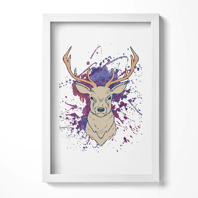 Keretezett kép Szarvas fej festmény splatter háttérrel