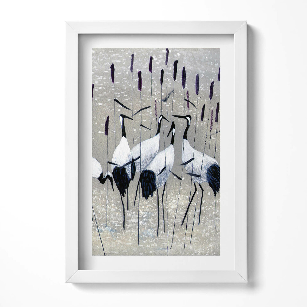 Keretezett kép Rózsás gólyák vízparton