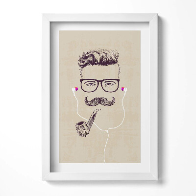 Keretezett kép Stílusos férfi pipával és fülhallgatóval