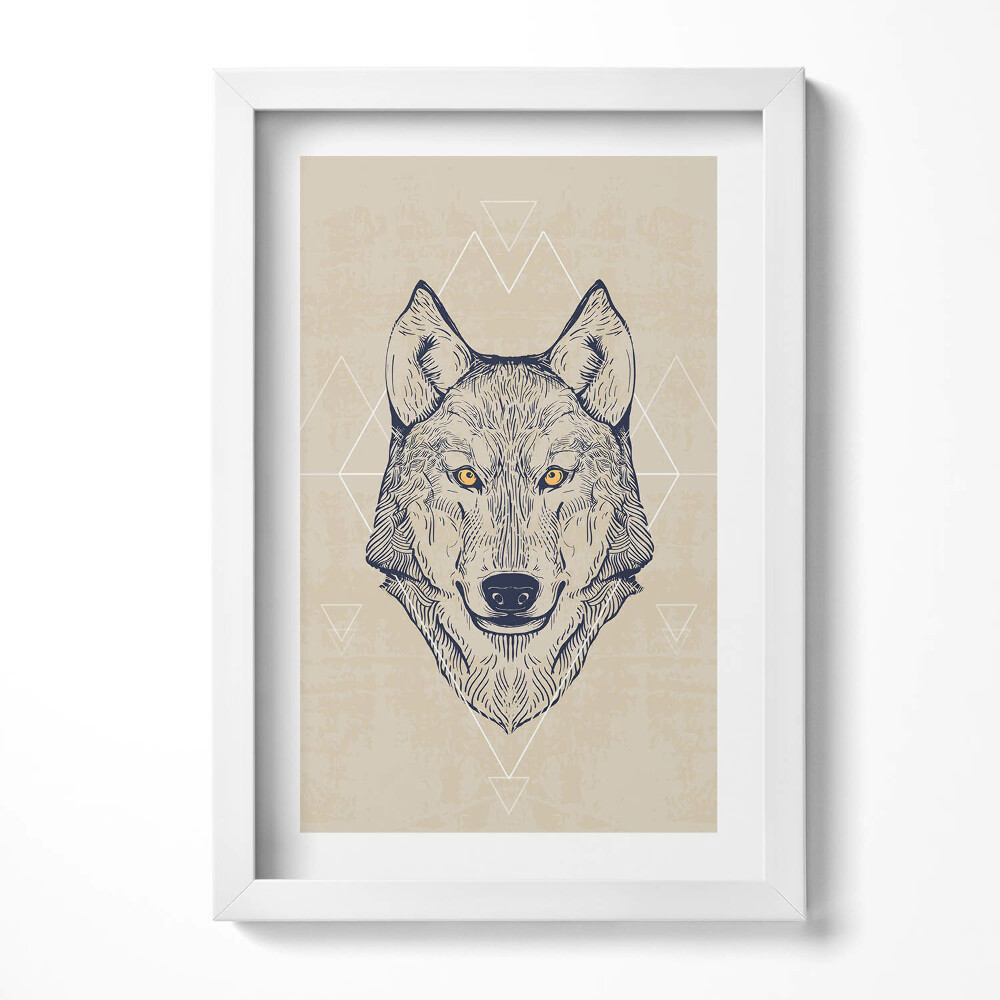 Keretezett kép Farkasfej geometrikus háttérrel