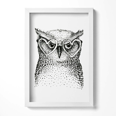 Keretezett kép Fekete-fehér baglyos illusztráció