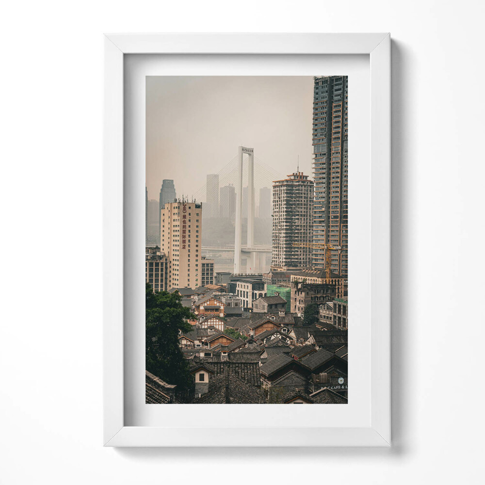 Keretezett kép Városi táj modern híd régi épületek