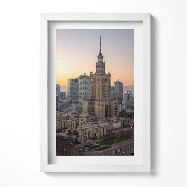 Keretezett kép Varsói felhőkarcoló naplementében