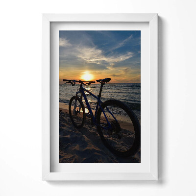 Keretezett kép Naplemente kerékpárral a tengerparton