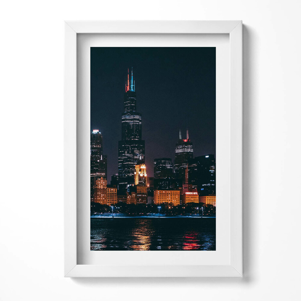 Keretezett kép Éjjeli városkép felhőkarcolók