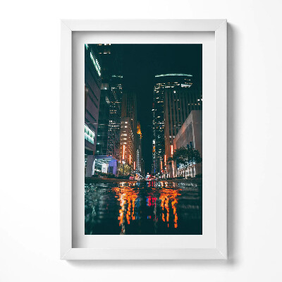 Keretezett kép Városi táj éjszaka fények tükröződése