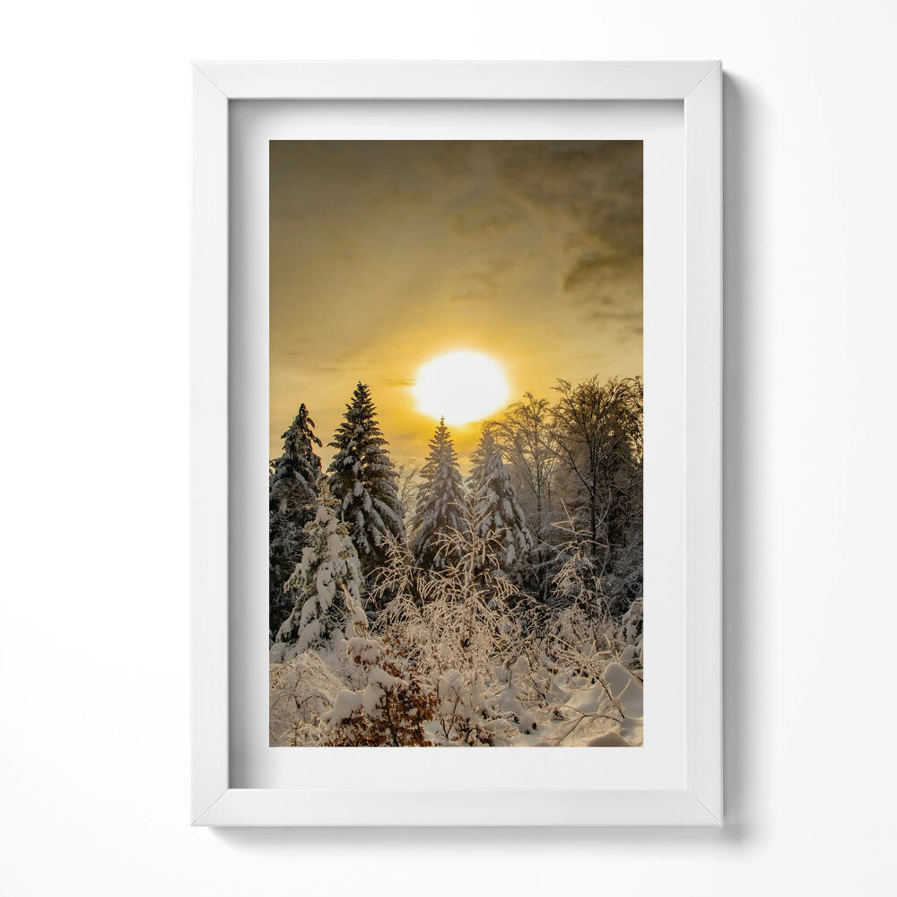 Keretezett kép Téli táj napfelkeltével