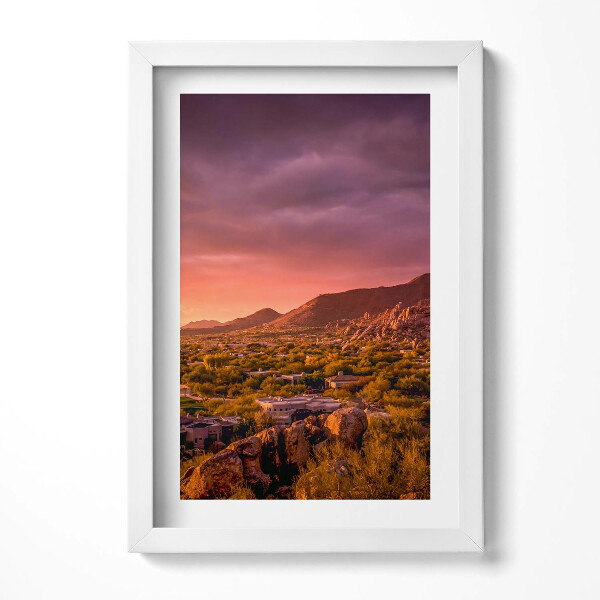 Keretezett kép Naplemente a hegyek felett