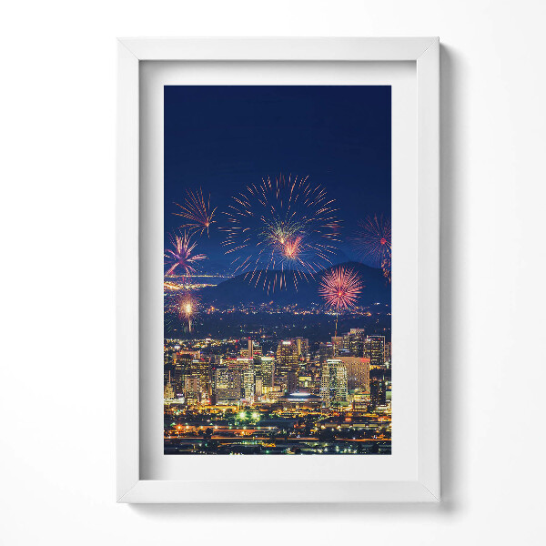 Keretezett kép Tűzijáték városi háttérrel
