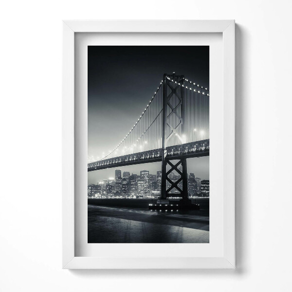 Keretezett kép Fekete-fehér híd város háttérrel
