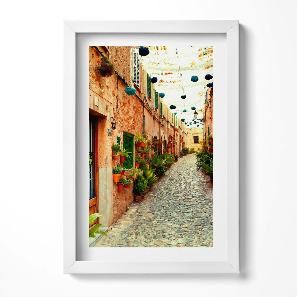 Keretezett kép Színes virágos utcácska