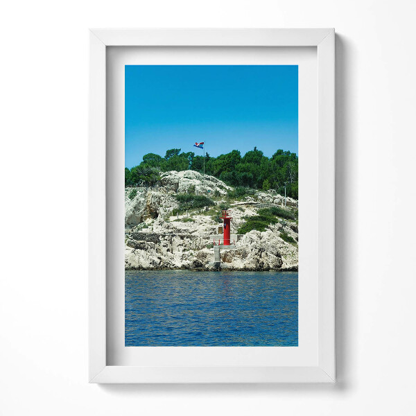 Keretezett kép Tengerparti táj világítótorony