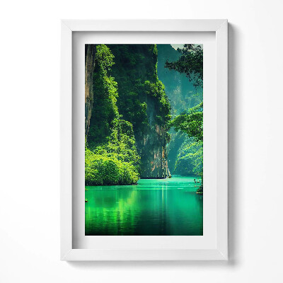 Keretezett kép Zöld hegyek és vízpart