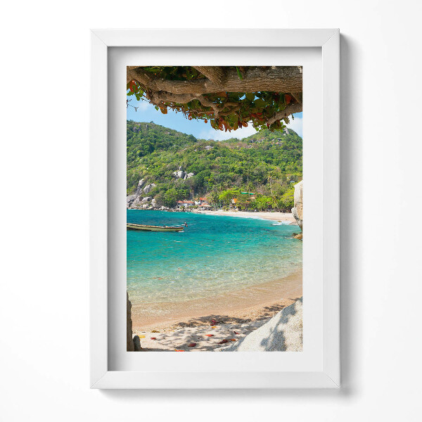 Keretezett kép Tengerparti táj hegyekkel