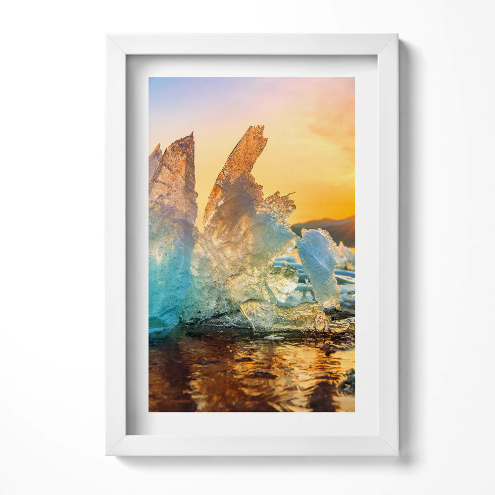 Keretezett kép Jéghegyek naplementében