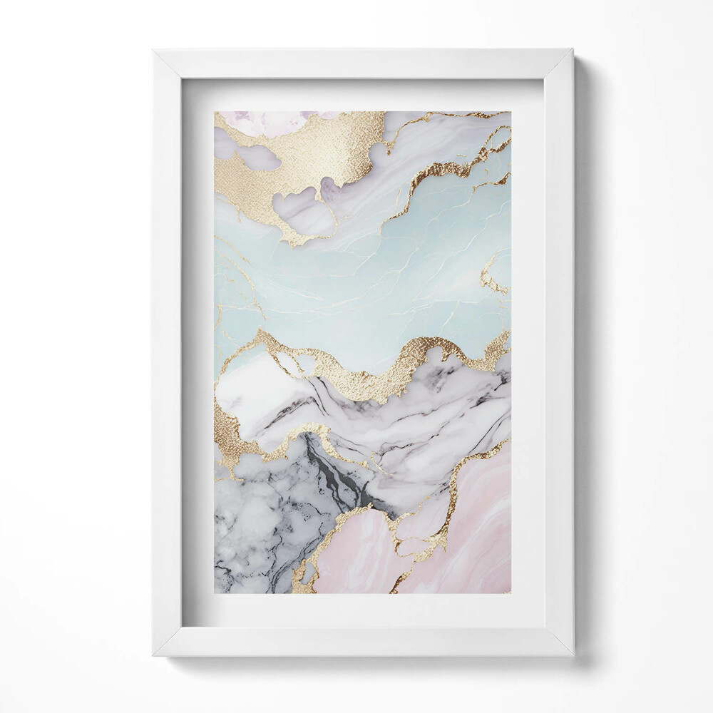 Keretezett kép Absztrakt táj pasztell színek arany részletek