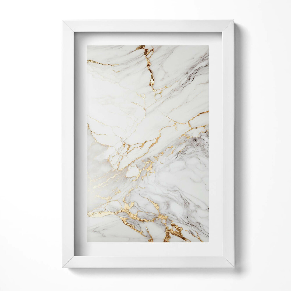 Keretezett kép Fehér márvány arany erezettel
