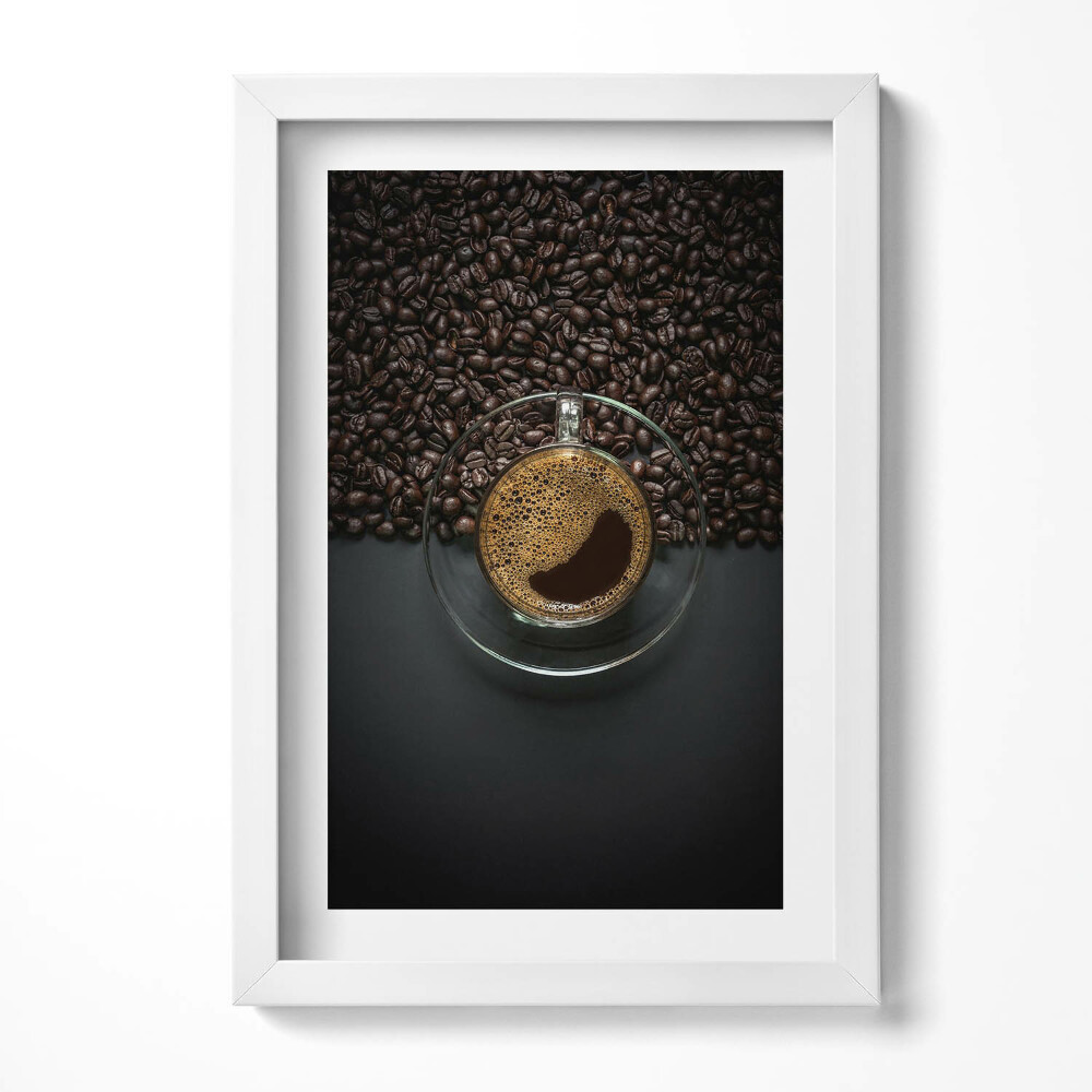 Keretezett kép Kávé és kávészemek