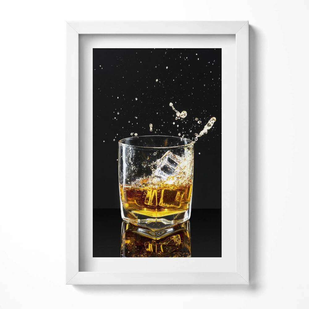 Keretezett kép Jégkocka pohárban vízpermet
