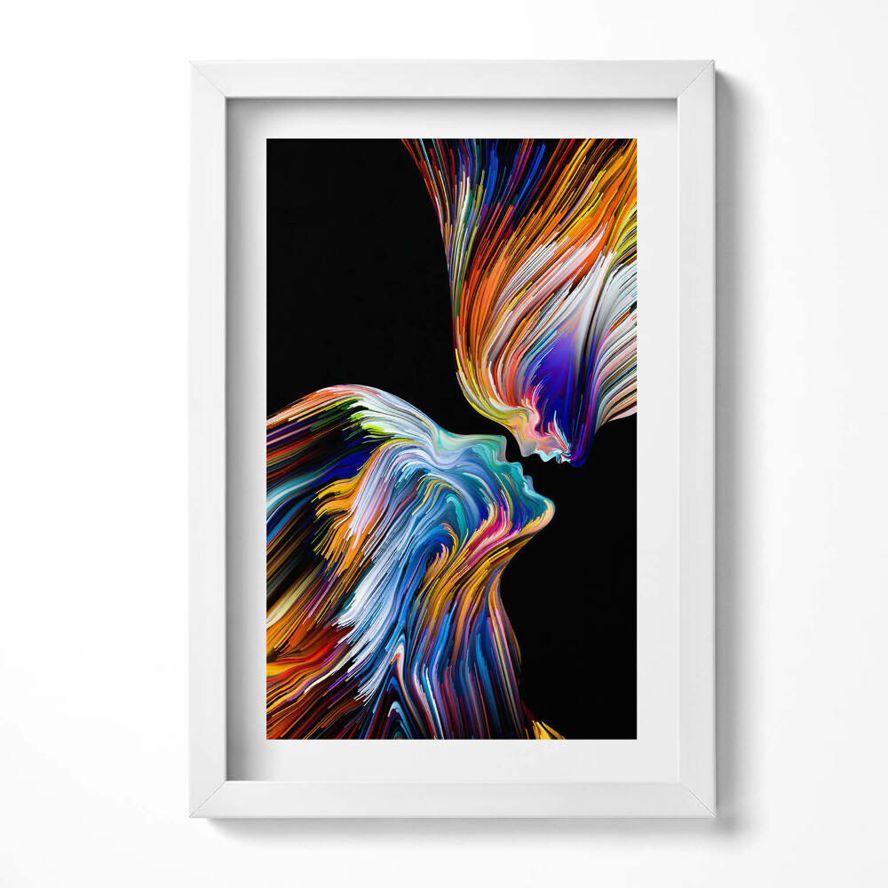 Keretezett kép Színes absztrakt arcok összefonódása