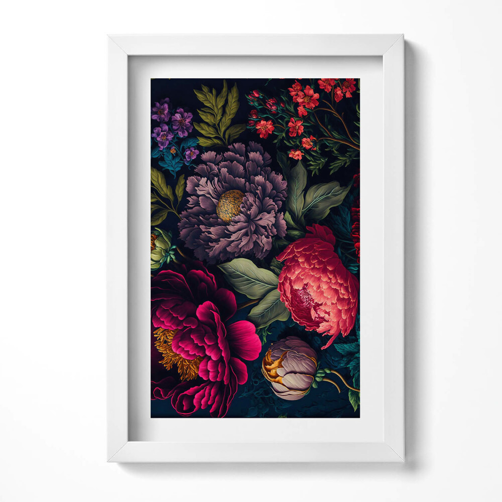 Keretezett kép Színes virágok gazdag kompozíciója