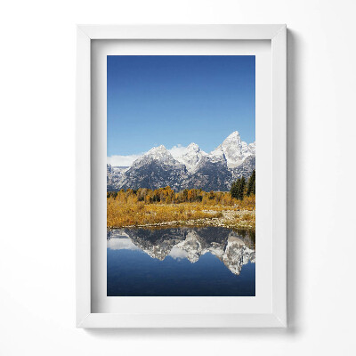 Keretezett kép Hegyek és tükörképes tó