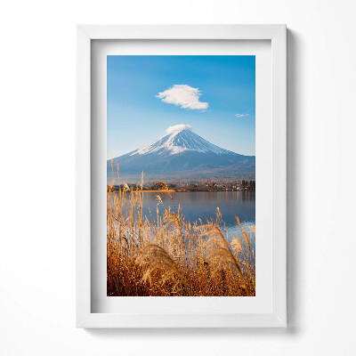 Keretezett kép Hegyi táj tóval és náddal