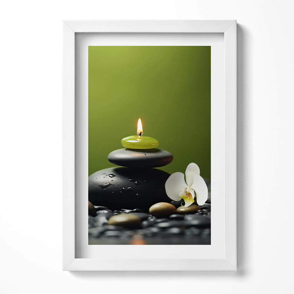 Keretezett kép Kavicsok gyertya virág