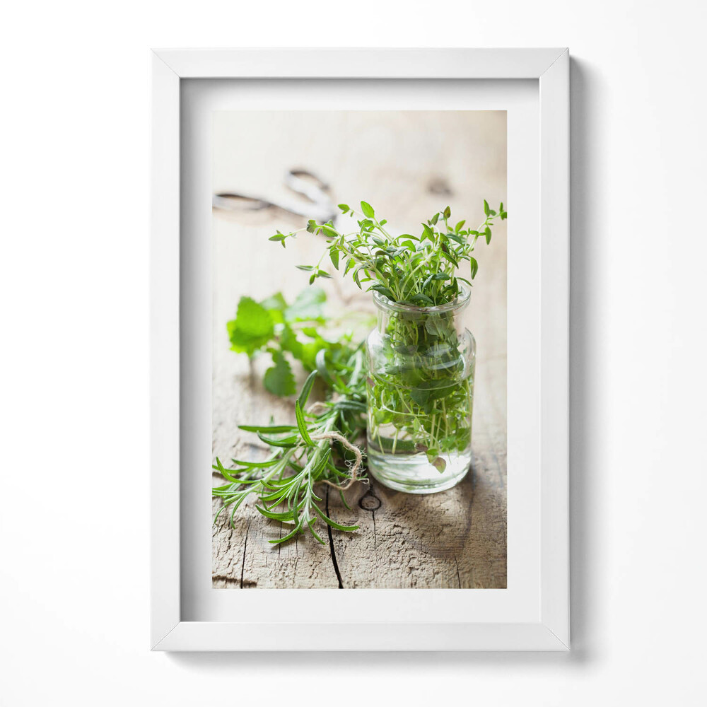 Keretezett kép Friss fűszernövények üvegben