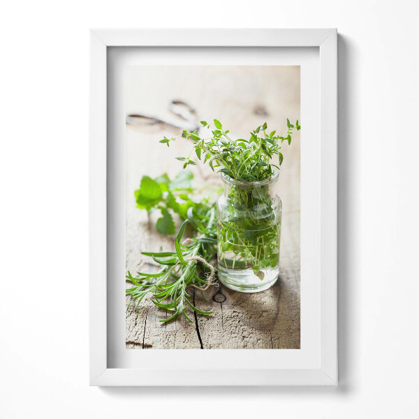 Keretezett kép Friss fűszernövények üvegben