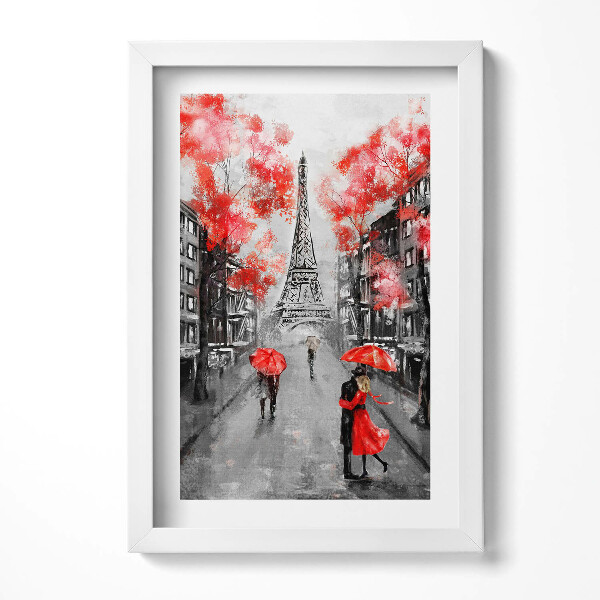 Keretezett kép Párizsi táj szerelem esernyők