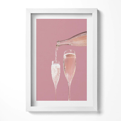 Keretezett kép Poharak pezsgővel rózsaszín háttér