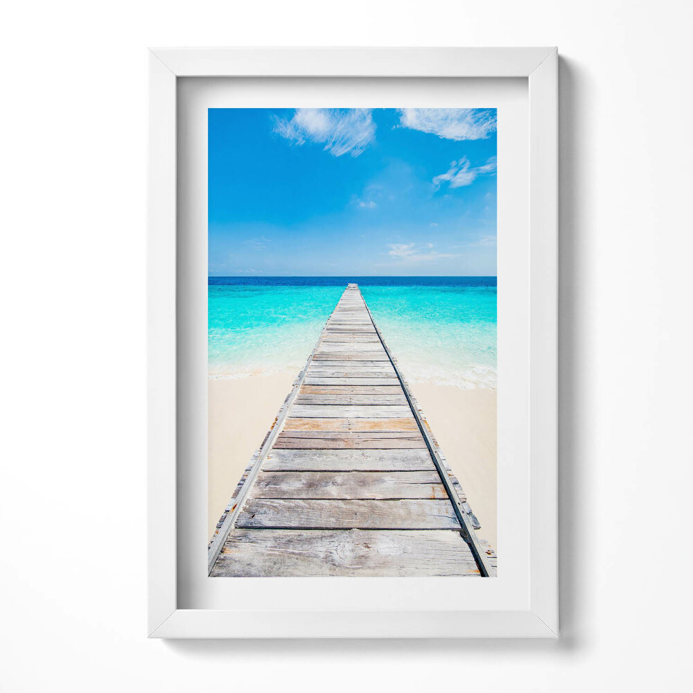 Keretezett kép Tengerparti móló világoskék víz