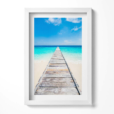 Keretezett kép Tengerparti móló világoskék víz