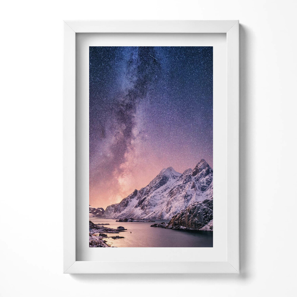 Keretezett kép Hegyek és csillagos égbolt