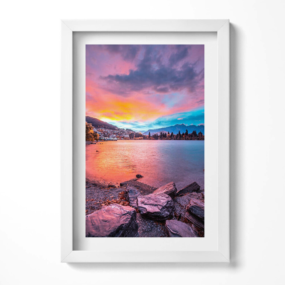 Keretezett kép Tóparti naplemente színekben
