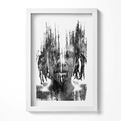 Keretezett kép Absztrakt portré fekete-fehér