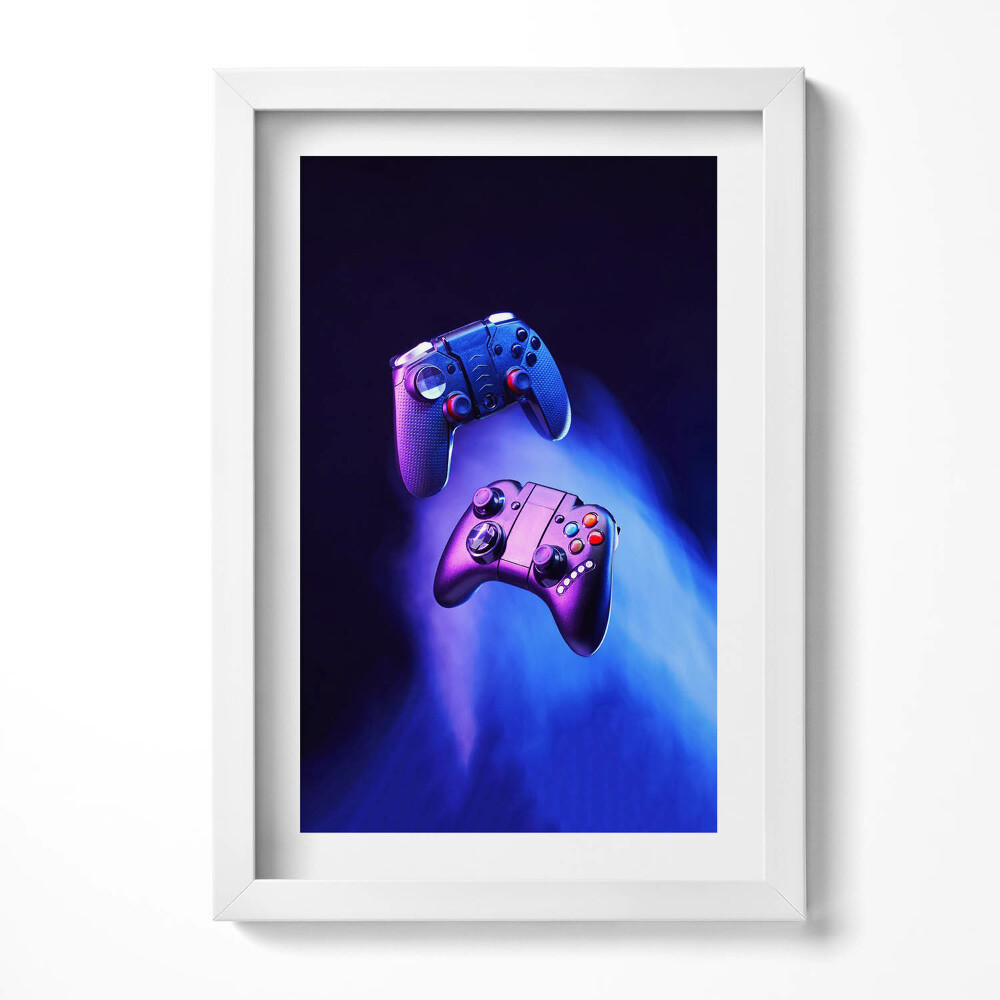 Keretezett kép Játékvezérlők vibráló háttérrel