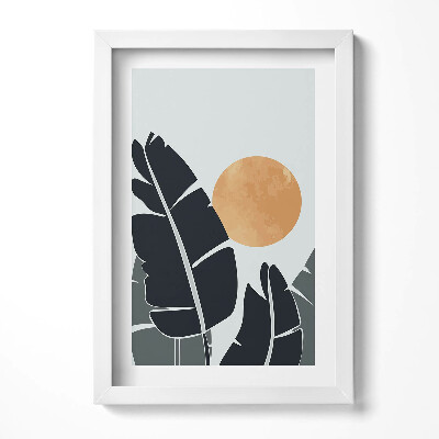 Keretezett kép Napos táj levélmotívumokkal