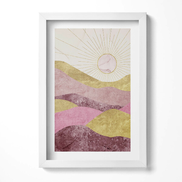 Keretezett kép Absztrakt táj napkoronggal