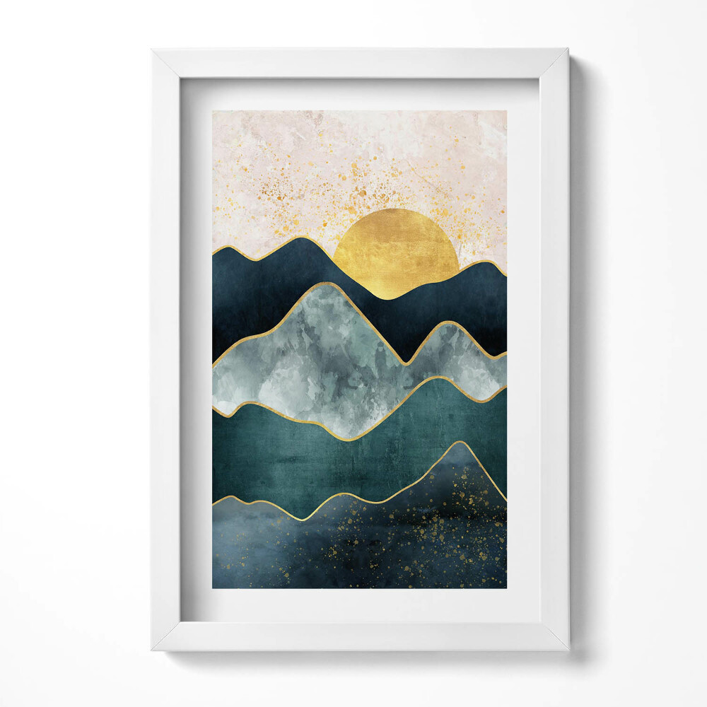 Keretezett kép Absztrakt hegyek és nap